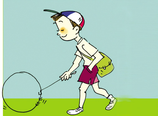 只要能推着铁圈滚