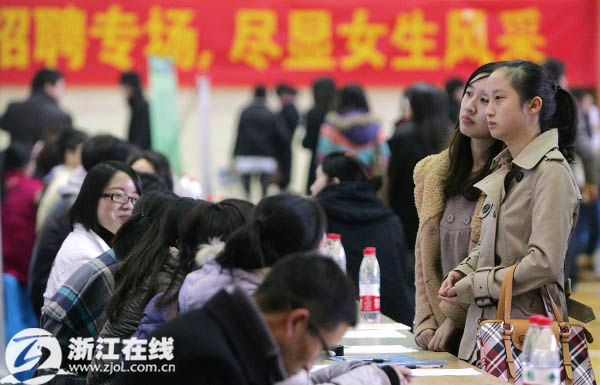三八节 杭州举行女大学生专场招聘会